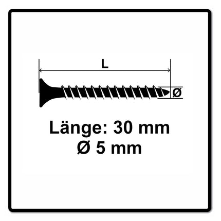 Fischer Power-Fast II FPF II Chipboard screw 5.0x30 mm, 200 pcs. Countersunk head with Torx drive, Full thread, galvanised, blue passivated (670350)