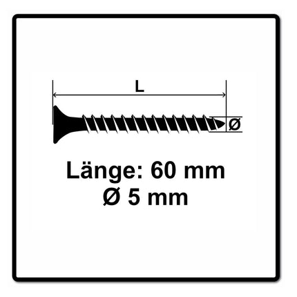 Fischer Power-Fast II FPF II Chipboard screw 5.0x60mm 100 pcs. Countersunk head with Torx drive, full thread, galvanised, blue passivated (670360)