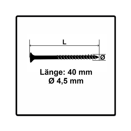 Fischer Power-Fast II FPF II tornillos para aglomerado 4,5x40 mm 200 piezas (670268) cabeza avellanada con rosca parcial Torx, galvanizado, pasivado azul