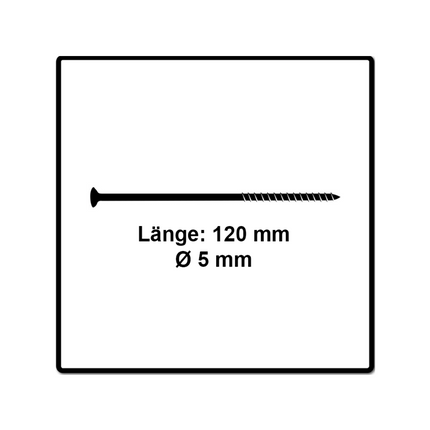 Fischer Power-Fast II FPF II Spanplattenschraube 5,0x120 mm 200 Stück ( 670369 ) Senkkopf mit Torx Teilgewinde galvanisch verzinkt, blau passiviert