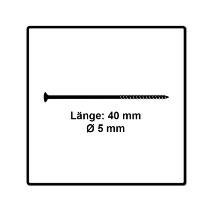 Fischer Power-Fast II FPF II Vis à bois aggloméré 5.0x40mm, 500 pcs. Tête fraisée avec empreinte Torx, Filetage partiel, zingué et passivé bleu (670373)