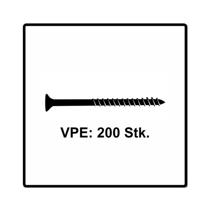 Fischer Power-Fast II FPF II Viti per legno 5,0x45 mm, 200 pz. ( 670374 ) Testa svasata, Torx, filettatura parziale, zincate, passivato blu