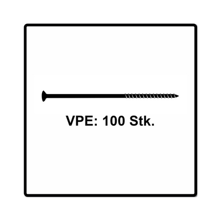 Fischer Power-Fast II FPF II Spanplattenschraube 6,0x200 mm 100 Stück ( 670466 ) Senkkopf mit Torx Teilgewinde galvanisch verzinkt, blau passiviert