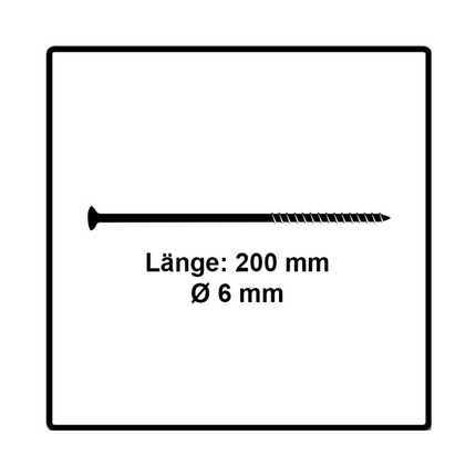 Fischer Power-Fast II FPF II Spanplattenschraube 6,0x200 mm 50 Stück ( 670696 ) Senkkopf mit Torx Teilgewinde galvanisch verzinkt, blau passiviert