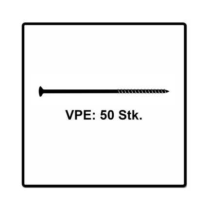 Fischer Power-Fast II FPF II Spanplattenschraube 6,0x220 mm 50 Stück ( 670467 ) Senkkopf mit Torx Teilgewinde galvanisch verzinkt, blau passiviert