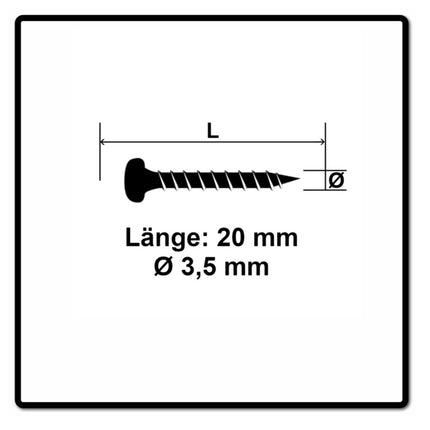 Fischer Power-Fast II FPF II Spanplattenschraube 3,5x20 mm 200 Stück ( 670100 ) Pan Head mit Torx Vollgewinde galvanisch verzinkt, blau passiviert