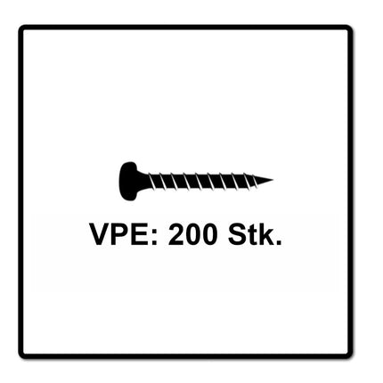 Fischer Power-Fast II FPF II Spanplattenschraube 3,5x25 mm 200 Stück ( 670101 ) Pan Head mit Torx Vollgewinde galvanisch verzinkt, blau passiviert