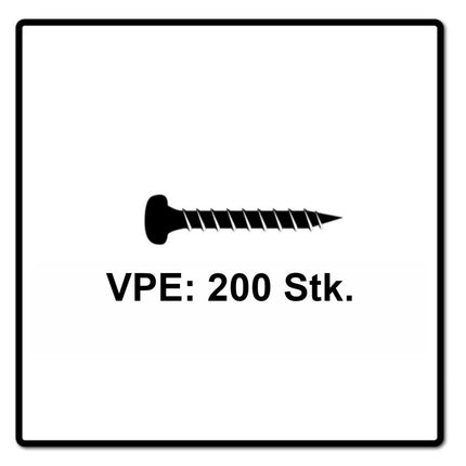 Fischer Power-Fast II FPF II Spanplattenschraube 4,5x16 mm 200 Stück ( 670327 ) Pan Head mit Torx Vollgewinde galvanisch verzinkt, blau passiviert