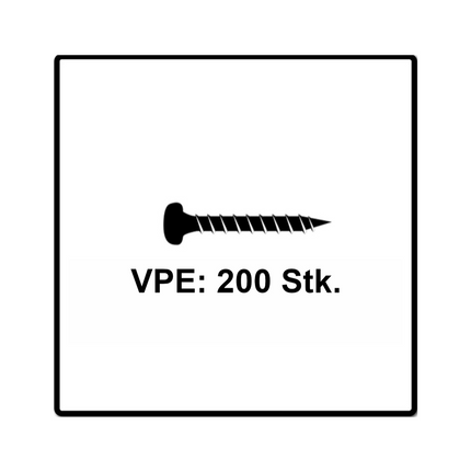 Fischer Power-Fast II FPF II Spanplattenschraube 5,0x20 mm 200 Stück ( 670435 ) Pan Head mit Torx Vollgewinde galvanisch verzinkt, blau passiviert