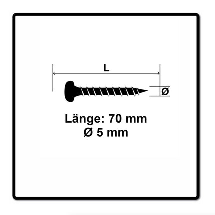 Fischer Power-Fast II FPF II tornillo para aglomerado 5,0x70 mm 100 piezas (670646) Cabeza plana con rosca completa Torx galvanizado, pasivado azul