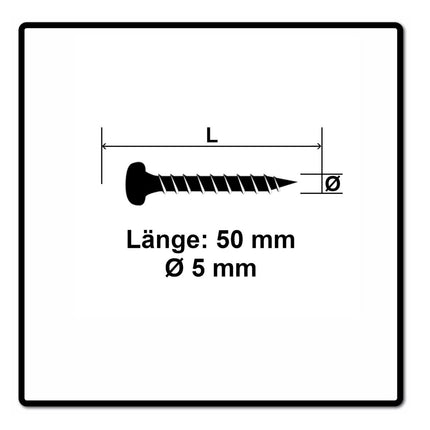 Fischer Power-Fast II FPF II Spanplattenschraube 5,0x70 mm 50 Stück ( 670441 ) Pan Head mit Torx Vollgewinde galvanisch verzinkt, blau passiviert
