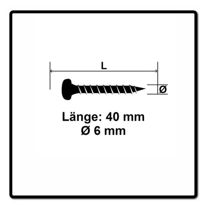 Fischer Power-Fast II FPF II Spanplattenschraube 6,0x40 mm 100 Stück ( 670530 ) Pan Head mit Torx Vollgewinde galvanisch verzinkt, blau passiviert