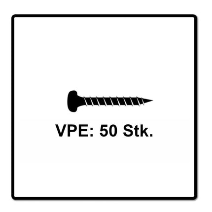 Fischer Power-Fast II FPF II Spanplattenschraube 6,0x60 mm 50 Stück ( 670532 ) Pan Head mit Torx Vollgewinde galvanisch verzinkt, blau passiviert