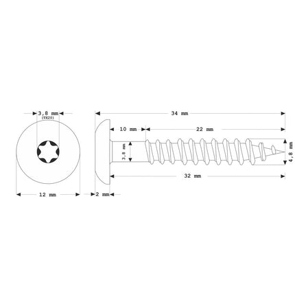 Meisterling Fassadenschrauben 4,8x32 mm 100 Stück ( 010020000101 ) 12 mm Flachkopf weiß mit Torx Teilgewinde V2A Edelstahl