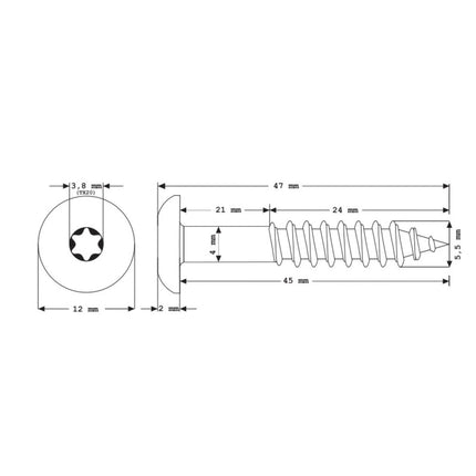 Meisterling Fassadenschrauben 5,5x45 mm 100 Stück ( 010030000331 ) 12 mm Flachkopf dunkelgrau mit Torx Teilgewinde V4A Edelstahl