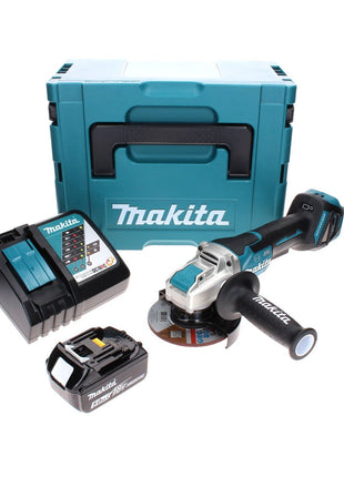 Makita DGA 519 RT1J Cordless angle grinder 18 V 125 mm Brushless X-Lock + 1x rechargeable battery 5.0 Ah + charger + Makpac