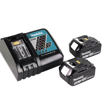 Makita DUM 604 RG Akku Grasschere 18 V + Griffverlängerung mit Rolle + 2x Akku 6,0 Ah + Ladegerät