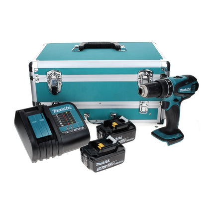 Makita DHP 456 SFTX Akku Schlagbohrschrauber 18 V 50 Nm + 2x Akku 3,0 Ah + Ladegerät + 70 tlg. Bit Bohrer Set + TX Alu Koffer