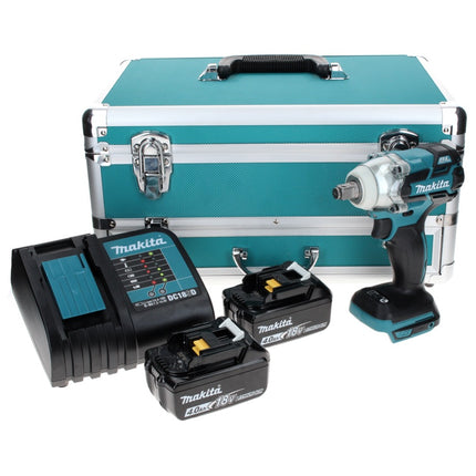 Makita DTW 285 SMTX Akku Schlagschrauber 18 V 280 Nm 1/2" Brushless + 2x Akku 4,0 Ah + Ladegerät + 70 tlg. Bit Bohrer Set + TX Alu Koffer