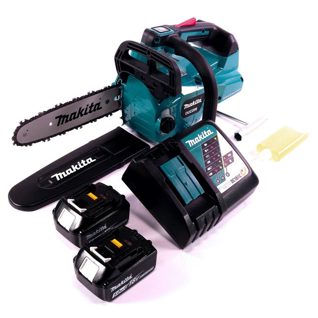 Motosierra a batería Makita DUC 256 RT 36 V (2x 18 V) sin escobillas 25 cm + 2x baterías 5,0 Ah + cargador