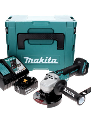 Makita DGA 506 RF1J cordless angle grinder 18 V 125 mm brushless + 1x rechargeable battery 3.0 Ah + charger + Makpac