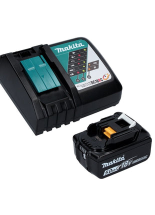 Makita DGA 506 RT1J Smerigliatrice angolare a batteria 18V 125mm Brushless + 1x Batteria 5,0Ah + Caricabatterie + Valigetta Makpac