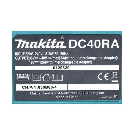 Makita DC 40 RA Fast Charger XGT LXT 40 V max. ( 191E07-8 ) for Li-Ion batteries 14.4 V - 18 V - 40 V