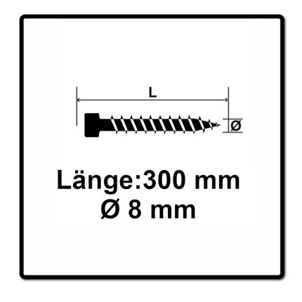 SPAX IN.FORCE Schraube 8,0 x 300 mm 50 Stk. Torx T-STAR Plus T40 ( 1221010803005 ) Vollgewinde Zylinderkopf WIROX CUT Bohrspitze
