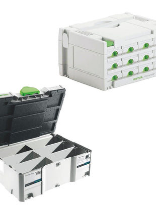 Festool Sortainer Set SYS 3-SORT/12 ( 491986 ) Sortiment Koffer + Systainer T-LOC SORT-SYS 2 TL Domino ( 498889 ) - Toolbrothers