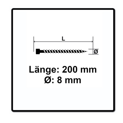 Tornillo SPAX IN.FORCE 8,0 x 200 mm 250 piezas (5x 1221010802005) Torx T-STAR Plus T40 culata totalmente roscada Broca WIROX CUT