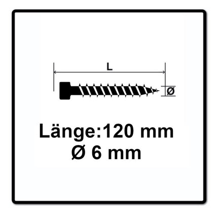 SPAX IN.FORCE Screw 6.0 x 120mm - Full thread - Cylindrical head - Torx T-STAR Plus T30 - WIROX - 4CUT drill point - 500 pcs. ( 5x 1211010601205)