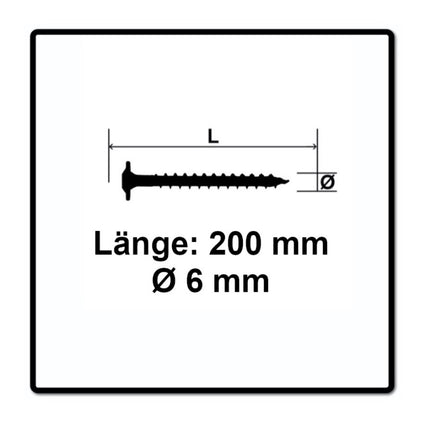 SPAX HI.FORCE Tellerkopf Schraube 6,0 x 200 mm 100 Stk. ( 2x 0251010602005 ) Torx T-Star Plus T30 Teilgewinde Wirox 4Cut