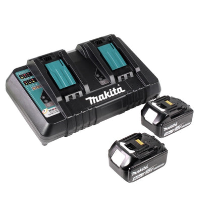 Cortacésped sin cable Makita DLM 432 PT2 36 V ( 2x 18 V ) 43 cm Sin escobillas + 2x Baterías 5.0 Ah + Cargador Dual
