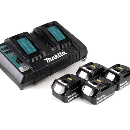 Makita DLM 432 PT4 cordless lawn mower 36 V ( 2x 18 V ) 43 cm brushless + 4x battery 5.0 Ah + double charger