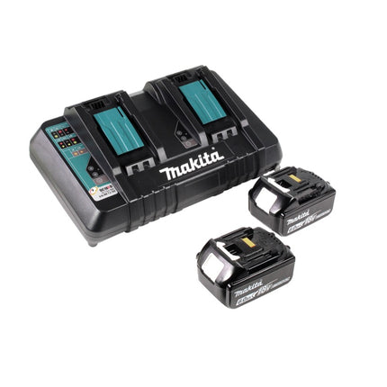 Makita DLM 432 PG2 cordless lawn mower 36 V ( 2x 18 V ) 43 cm brushless + 2x battery 6.0 Ah + double charger
