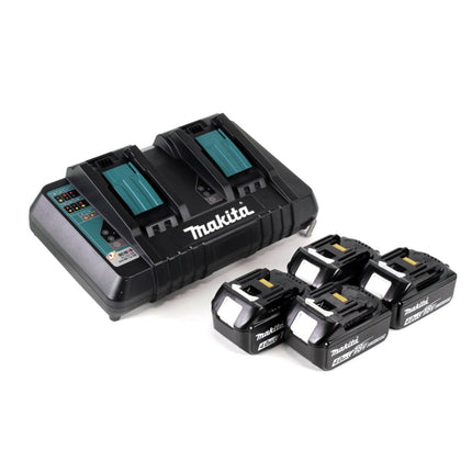 Makita DLM 382 PM4 cordless lawn mower 36 V ( 2x 18 V ) 38 cm 40 l + 4x battery 4.0 Ah + double charger