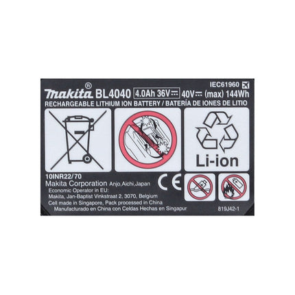 Makita Kit de démarrage batterie 40 V max + 1x Batterie (191B26-6) + Chargeur (191E07-8)