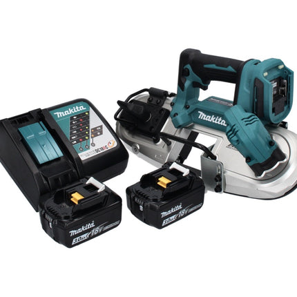 Sega a nastro a batteria senza spazzole Makita DPB 183 RF 18 V 66 mm + 2x batterie 3,0 Ah + caricabatterie