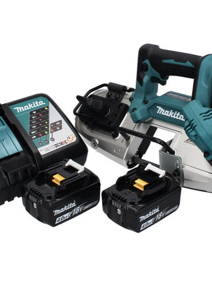 Sierra de cinta a batería Makita DPB 183 RM 18 V 66 mm sin escobillas + 2x baterías 4,0 Ah + cargador