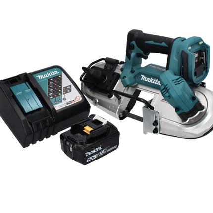 Sierra de cinta sin cable y sin escobillas Makita DPB 183 RT1 18 V 66 mm + 1x Batería 5.0 Ah + Cargador