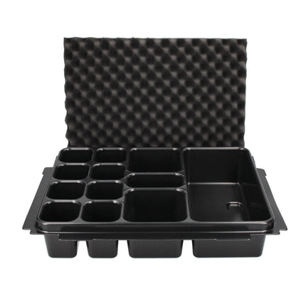 Makita P-83674 Bandeja Divisora con 12 Compartimentos + Funda de Espuma para Herramientas Manuales