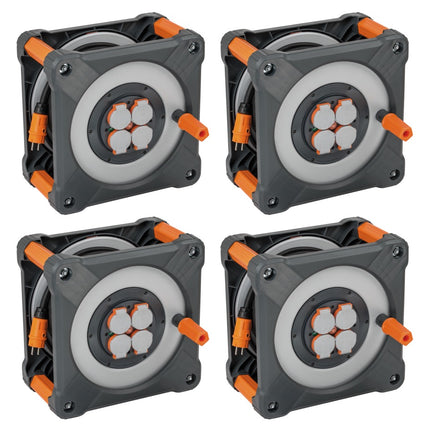 Brennenstuhl professionalLINE Set 4x Kabeltrommel BQ mit Rundum Überrollschutz ( 4x 9201500200 ) 50 m 4 Steckdosen IP44 BGI 608