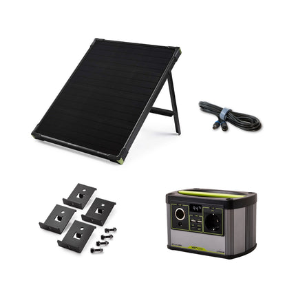 Goal Zero Yeti 200X - 230 V Centrale électrique portable 13 Ah + Panneau solaire Boulder 50 22 V 50 W 3,5 A + Rallonge 4,5 mètres + kit de montage Boulder