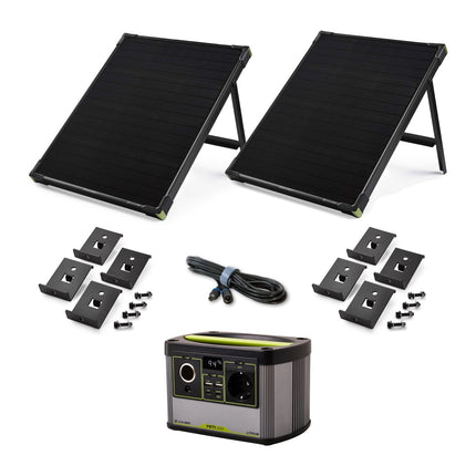 Goal Zero Yeti 200X - 230 V Centrale électrique portable 13 Ah + 2x Panneaux solaire Boulder 50 22 V 50 W 3,5 A + Rallonge de 4,5 mètres + 2x kit de montage Boulder