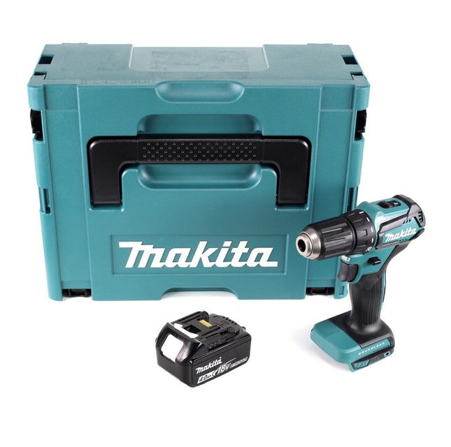 Makita DDF 483 M1J taladro atornillador inalámbrico 18 V 40 Nm sin escobillas + 1x batería 4,0 Ah + Makpac - sin cargador