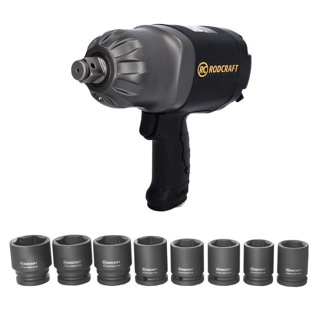 Rodcraft RC2377 Avvitatore ad impulsi 1950 Nm 3/4" + Set di 8 chiavi a bussola RS618 in acciaio al cromo molibdeno