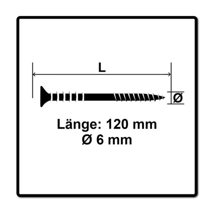 Tornillo de ajuste SPAX 6,0 x 120 mm 200 piezas (2x 161010601205) rosca de ajuste con ranuras de retención cabeza plana T-STAR Plus 4Cut WIROX