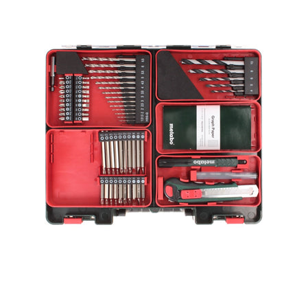 Metabo PowerMaxx BS Basic Set taladro/destornillador inalámbrico 10,8 V 34 Nm (600080880) + 2x batería 2,0 Ah + cargador + juego de brocas de 64 piezas + 1x máscara FFP2 + estuche