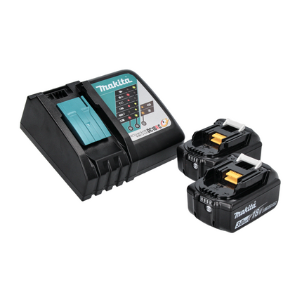 Makita DLM 432 RF2 Akku Rasenmäher 36 V ( 2x 18 V ) 43 cm Brushless + 2x Akku 3,0 Ah + Ladegerät + 1x Sichelmesser