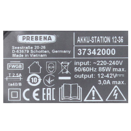Prebena Akku Station 12-36 Schnell Ladegerät 12 - 36 Volt AIR COOLED CAS System